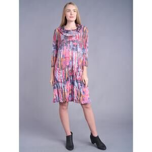 NEW SHANA APPAREL sunset mosaic cowl dress